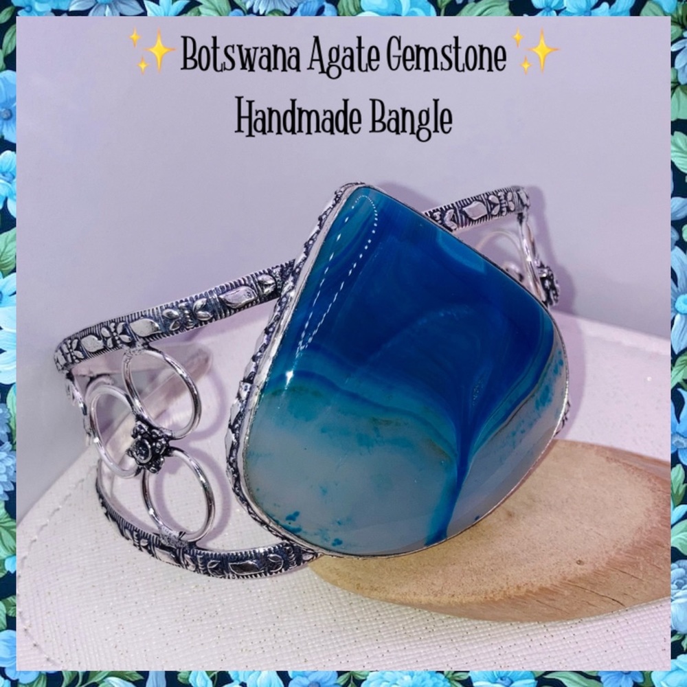 Huge Botswana Agate Gemstone Handmade Bangle Bracelet